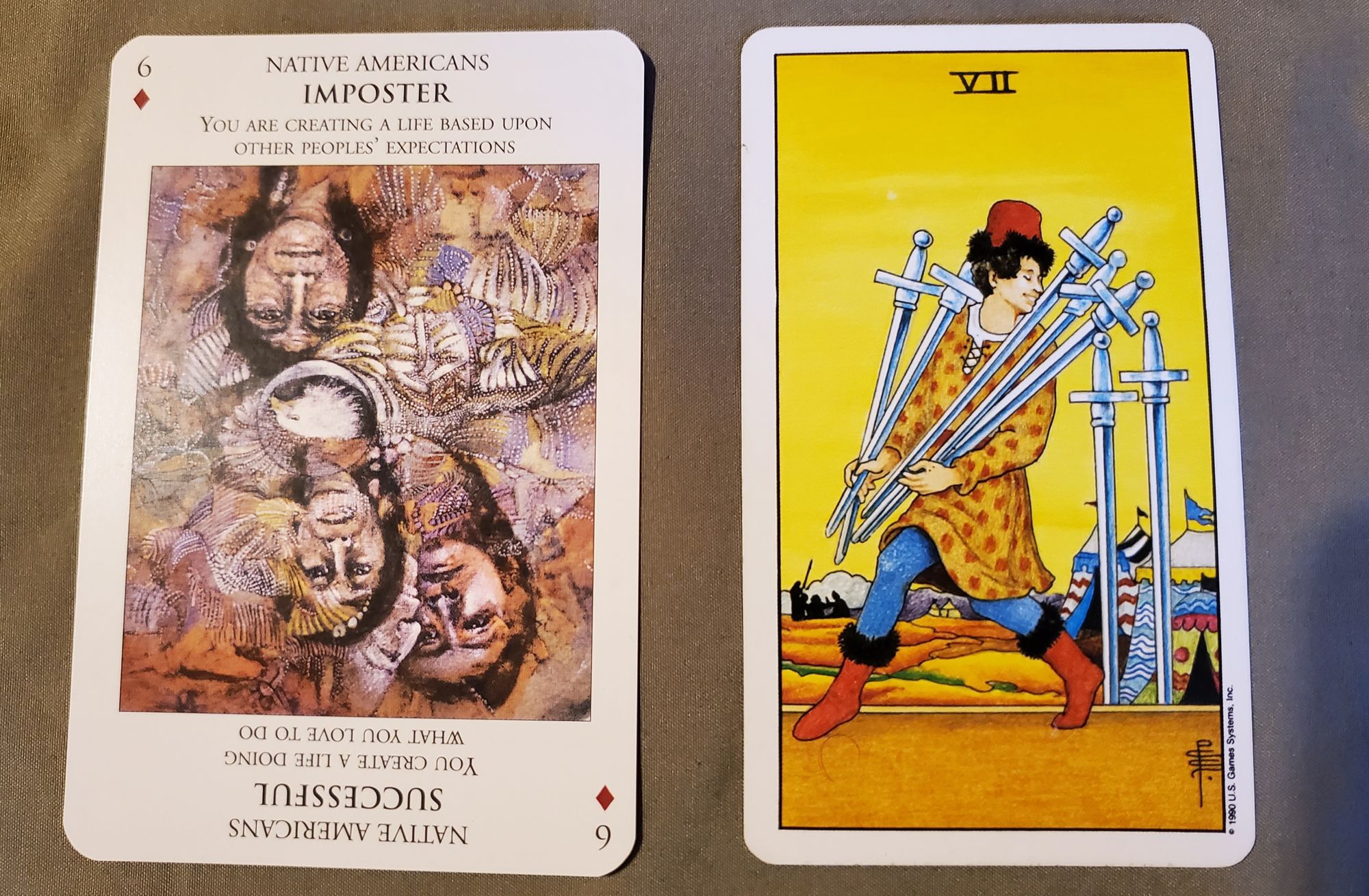 6 of diamonds and 7 of swords