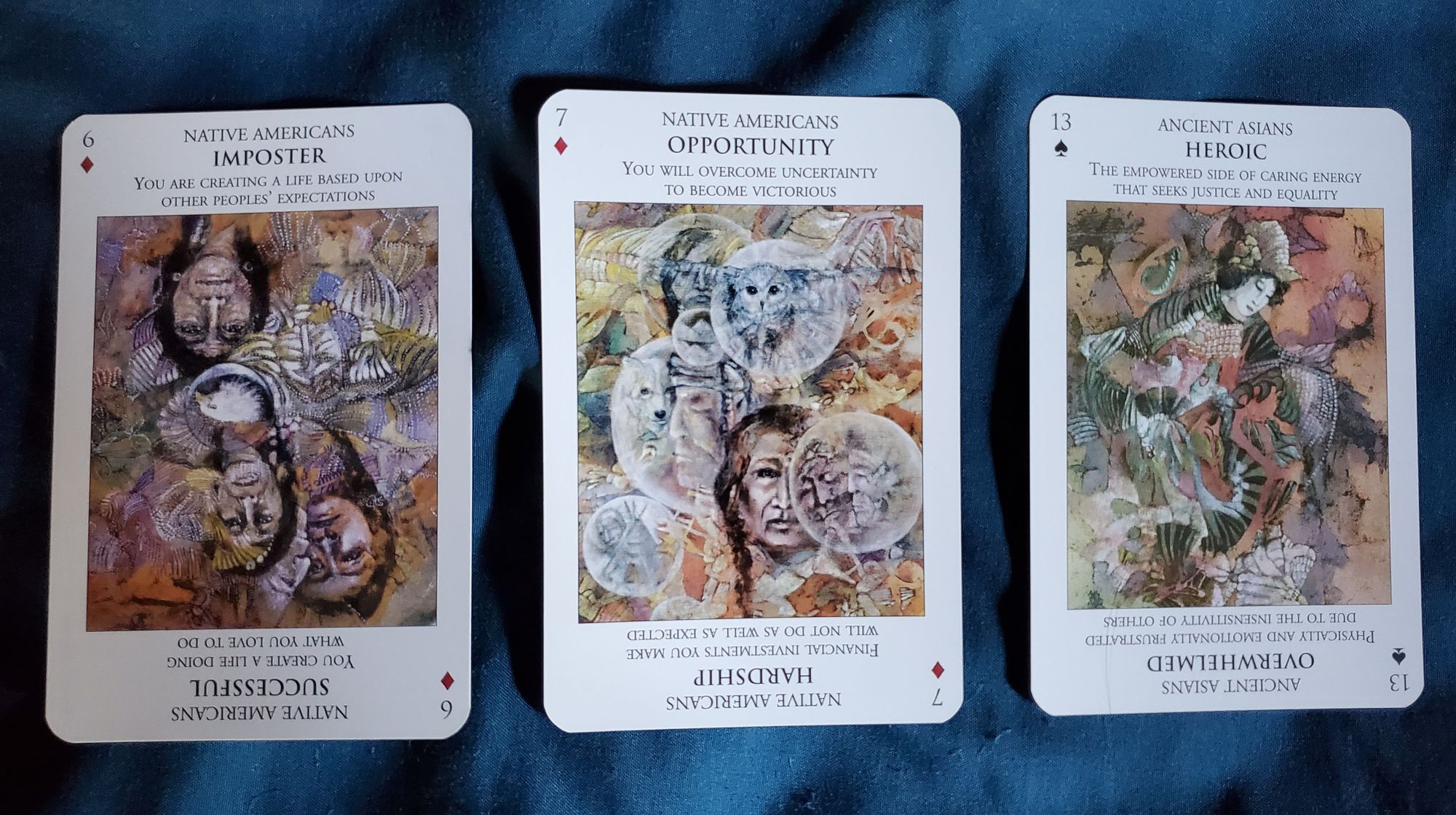 6 of diamonds, 7 of diamonds, and 13 of spades